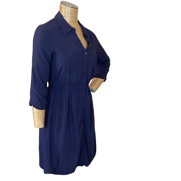 A. Byer Shirt Dress 2 Pockets Elastic Waist Sz M Blue 286K - Picture 3 of 9